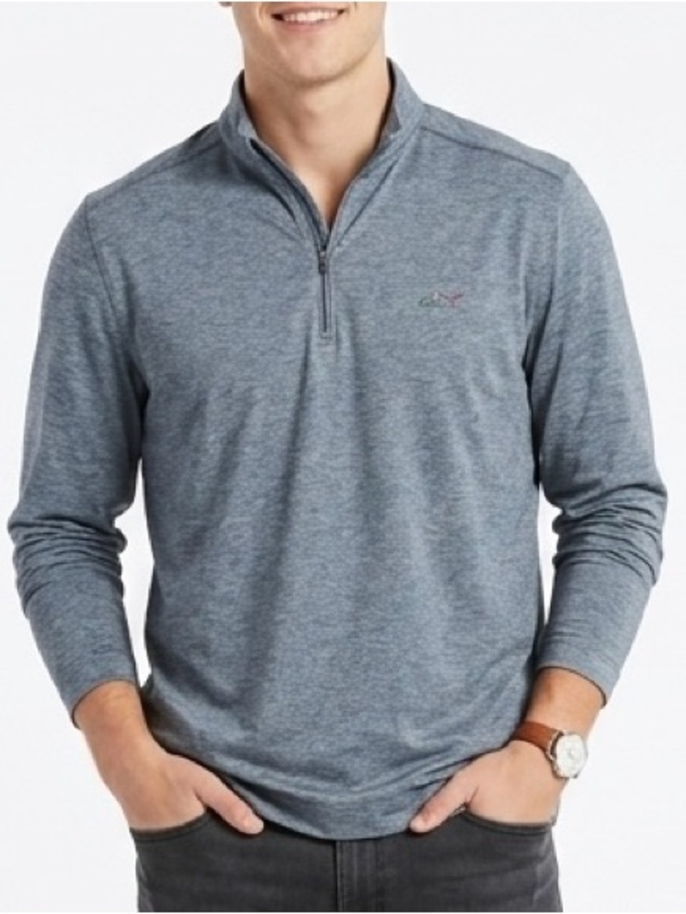 Greg Norman Golf Performance Quarter Zip Pullover Blue Mens XL Shark Logo Golf